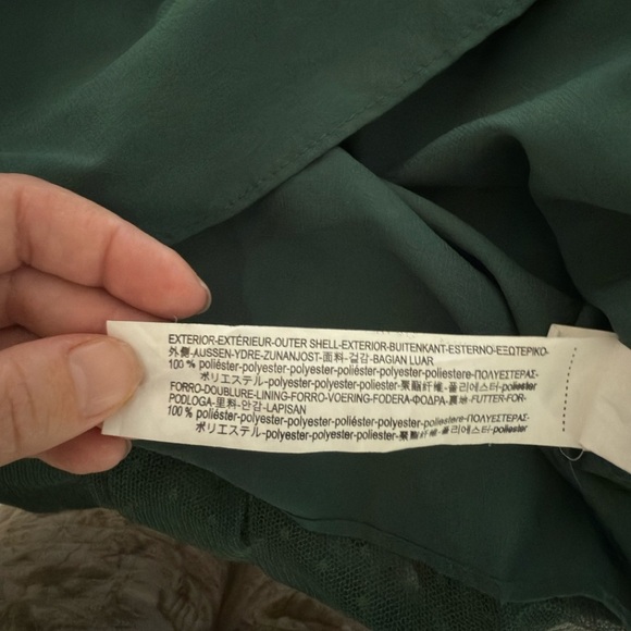 Zara Trafaluc Blouse sz Medium Green Embroidered Ruffle Peplum Top Short Sleeves - Picture 11 of 11